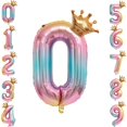 thumbnail image 5 of serony Party Balloon with Gradient Color Birthday Party Decor Aluminum Foil Balloon 32 Inch, Number 0, 5 of 5