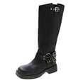 thumbnail image 2 of EGNMCR Bottes Hauteur Genou Automne Hiver Hautes Bout Rond Talon Épais Bottes Femmes Mode Décontractées, 2 of 5