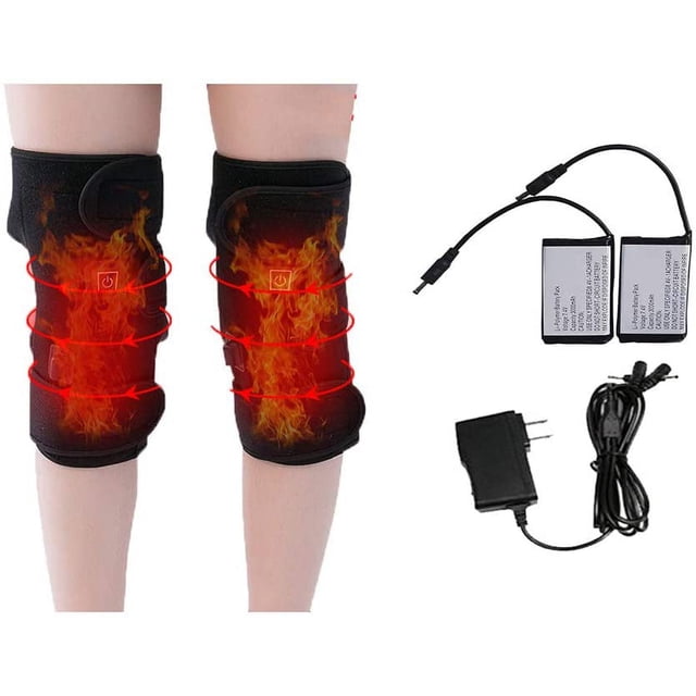 Battery Heated Knee Brace Wrap Rechargeable Lithium Electric Heating Pad Knee Hot Therapy 3 Temperature Control for Joint Pain