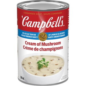 Campbell's® Condensed 40% Moins de sel crème de soupe de champignons, plateau stable