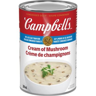 Campbell's® Condensed 40% Less Salt Cream of Mushroom Soup, Shelf Stable