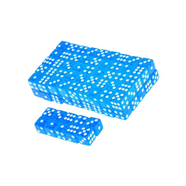 100 x Translucent 16mm Six Sided Spot Dice Spot Dice RPG Games Blue