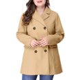 thumbnail image 2 of Unique Bargains Women's Plus Peacoat Notched Lapel Double Breasted Mid Length Overcoat, 2 of 6