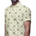 thumbnail image 4 of BESTMAN Chemise en Coton pour Hommes à Manches Courtes Imprimée Col Mandarin Chemise Décontractée, 4 of 5