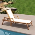 thumbnail image 2 of Costway 1 PCS Outdoor Chaise Lounge with  Adjustable 5-position Backrest Solid Wood Frame, 2 of 9