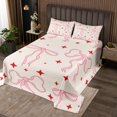 thumbnail image 2 of Erosebridal Girly Pink Bowknot Coverlet Set Queen, Cute Stars Bedding Set, Ribbon Decor 3 Pieces, 2 of 5