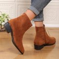 thumbnail image 3 of Bottes Mi-Mollet pour Femmes Chaussures d'Hiver Automne Mode Suède Uni Bout Pointu à Fermeture Éclair Talon Bas Bottines Courtes à la Cheville, 3 of 5