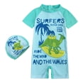 thumbnail image 1 of MIASHUI Boys Swimsuits One Piece Rash Guard Swimwear Zipper Bathing Suit with Hat Swimsuit Set,Light Blue,2-3 Years, 1 of 8