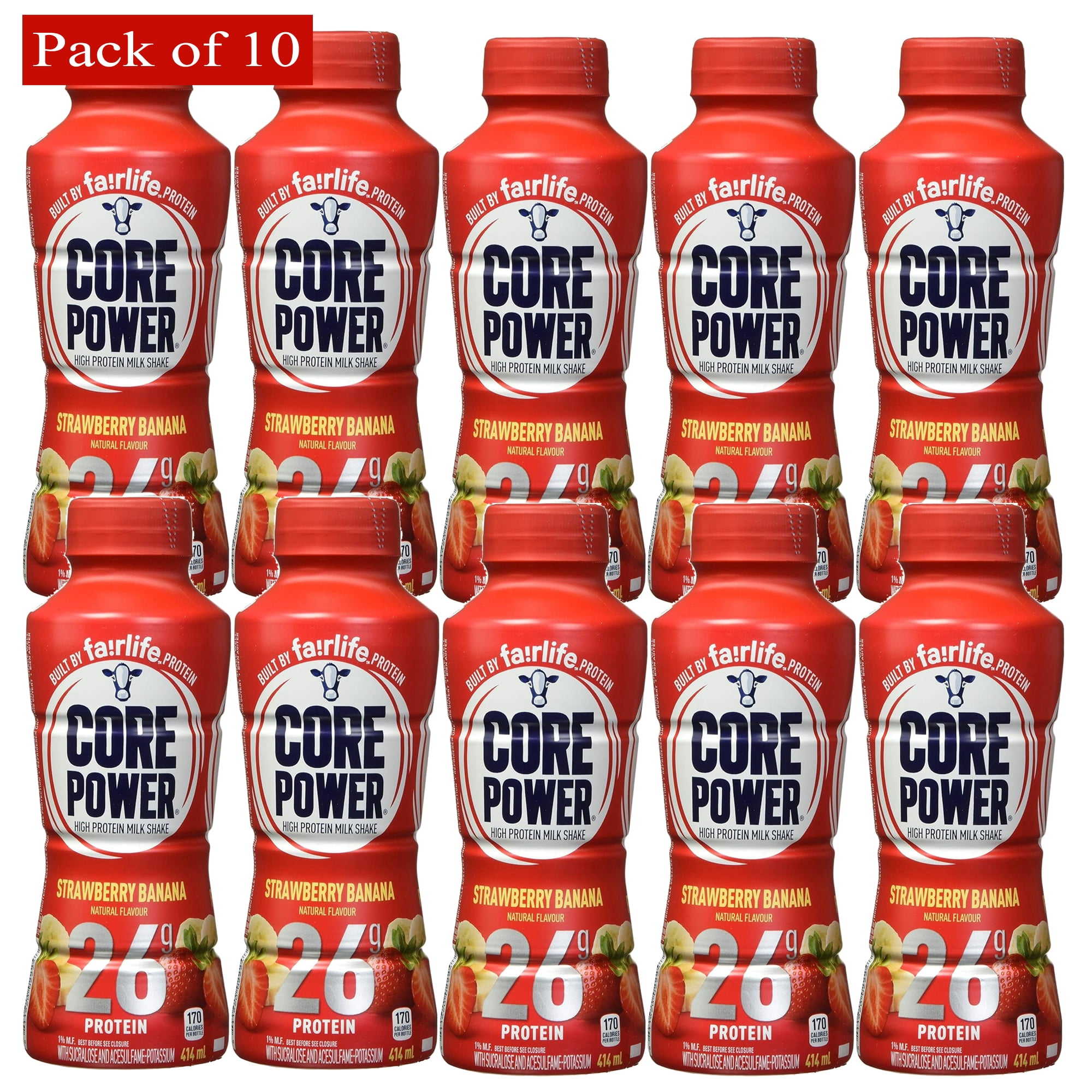 Core Power High Protein (26g) Shake, Strawberry Banana, 14 Fl Oz (Pack of 10 Bottles)