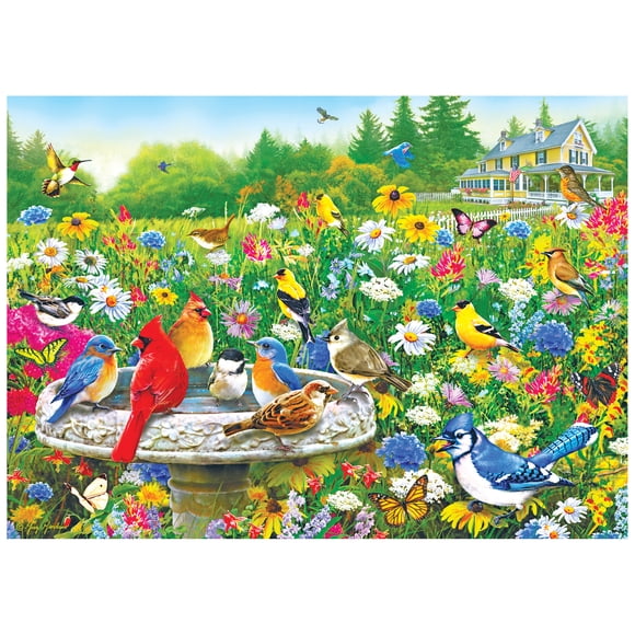 RoseArt - Colorluxe 1000 pièces - Oiseaux au bain d'oiseaux - Puzzle à emboîter pour adultes