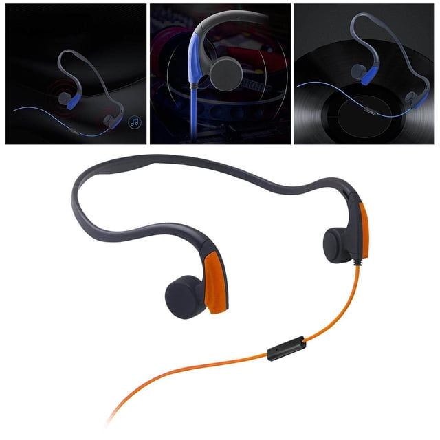 serony Casque Filaire à Conduction Osseuse Commande Filaire à Conduction Osseuse Vocale pour la Course Casque Osseux Filaire Casque de Transmission Sport de Plein Air Orange