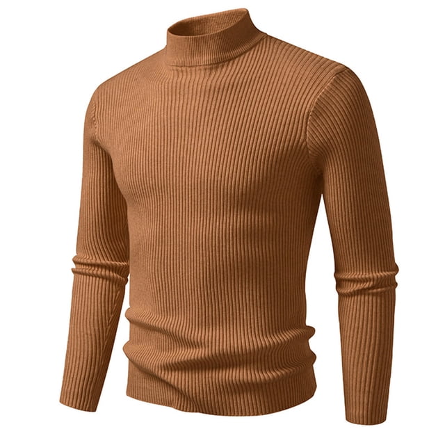 LIaqionyy Chandail pour Homme à Col Roulé, Chandail à Enfiler, Hauts Tricotés Automne Hiver, Chandail Chaud à Enfiler, Coupe Ajustée, Chandail de Base, M-3TG