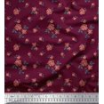 thumbnail image 1 of Soimoi Tissu Popeline de Coton Feuilles & Roses Imprimés Floraux au Mètre 56 Pouces de Large, 1 of 3
