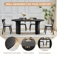 thumbnail image 4 of Oval Dining Table for 6 with Semi-circular legs, Modern Large Kitchen Dining Room Table with Wooden Strip Base for Rustic Farmhouse, Meeting Room Reception Room,Tightly(Black), 4 of 13