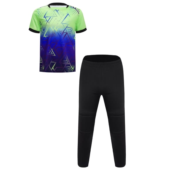 LiiYii Ensemble d'Entraînement de Soccer Soccer pour Garçons T-Shirt Athlétique avec Pantalon Jogger pour Sports Vert Fluorescent 14