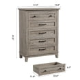 thumbnail image 2 of Commode à 5 Tiroirs pour Chambre, Commode Verticale de 41,3 Po de Hauteur avec Grand Rangement, Coffre de Garde-Robe Autoportant en Bois pour Chambre, Salon, Gris Cendré, 2 of 7