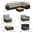 thumbnail image 3 of Outsunny Ensemble de Mobilier de Patio en Rotin 6 Pcs avec Sofa d'Angle, Table, Gris, 3 of 10