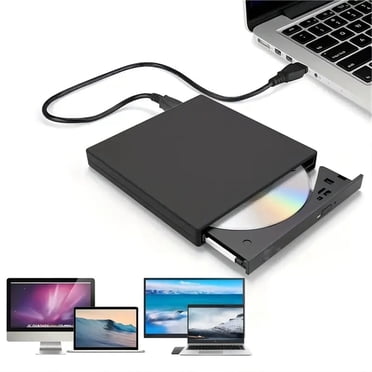 Aqestyerly Lecteur DVD Externe USB Portable Lecteur Optique Externe Lecteur CD/DVD Graveur Lecteur Compatible avec Ordinateur Portable Ordinateur de Bureau Windows Mac HWRETIE