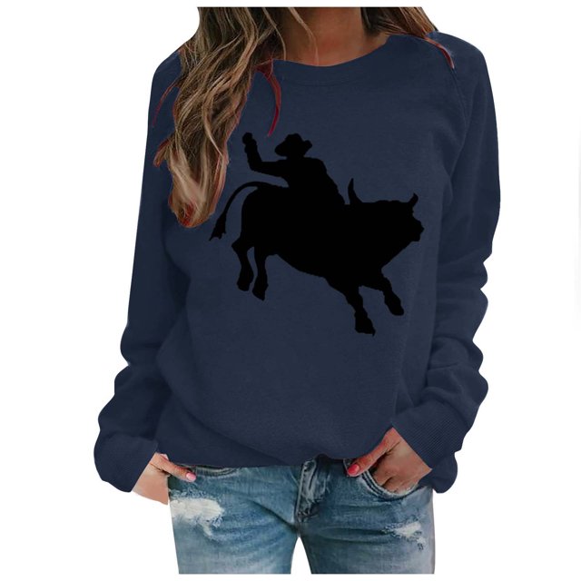 Mode Femme Chandail Col Rond Manches Longues Blouses Imprimées Chandail en Molleton Tops