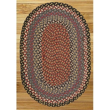 Capitol Earth Rugs 03-043 Tapis Tressé en Jute Bourgogne-Bleu-Gris