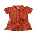 thumbnail image 1 of Summer Toddler Kid Baby Girl Short Sleeve Button Dress Party Ruffle Dress, 1 of 5