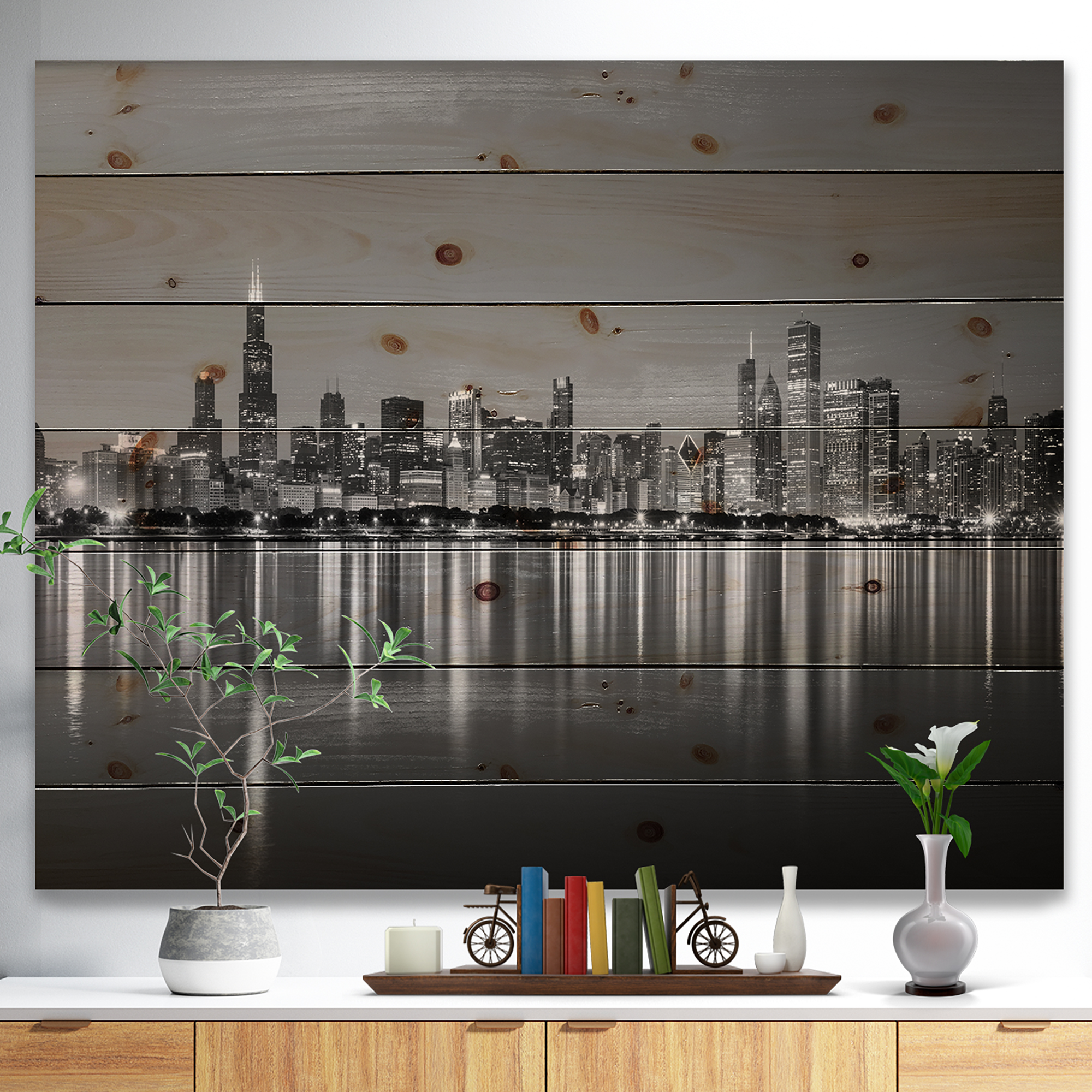 Tableau moderne imprimée sur toile Design Art chicago noir et blanc