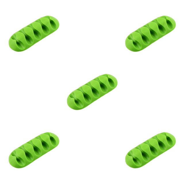 QualitChoice Silicone USB Cable Organizer Cable Winder Desktop Tidy Management Clips Cable Holder for Mouse Headphone Wire Organizer green 5Set