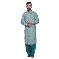 thumbnail image 1 of Atasi Printed Pathani Kurta With Salwar For Men Indian Summer Ethnic Set, 1 of 5