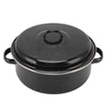 thumbnail image 3 of Nimomo Poêle à Rôtir Durable pour Four, Poêles de Cuisson Noires à Fini Moucheté, Casserole BBQ Antiadhésive pour la Maison, Rôtissoire avec Couvercle pour Patates Douces Rôties et Châtaignes (26 cm), 3 of 7