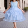 thumbnail image 2 of Children's Solid Color Irregular Mesh Lace Knee Length Wedding Dress Puffy Dress Princess Skirt, 2 of 4