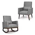 thumbnail image 1 of Patiojoy Set of 2 Dual-use Upholstered Rocking Chair with Wood Leg & Pillow Relax Sofa Chair DarkGray, 1 of 10