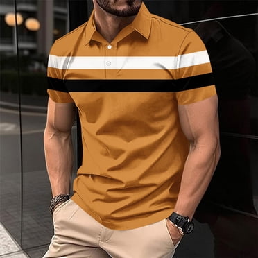 Weiqiqre Mens Shirts Casual Short Sleeve Work Shirts Color Block Golf Tees Summer Casual Business T Shirt Tops