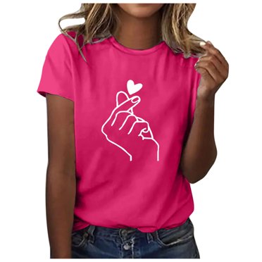 LUOGENLI T-shirts pour Femme pour Femmes T-Shirt Imprimé à Col Rond à Manches Courtes T-Shirt 4TG T-shirts pour Femmes T-shirts Graphiques T-shirts de la Saint-Valentin pour Femmes T-shirts Graphiques Pâques TG