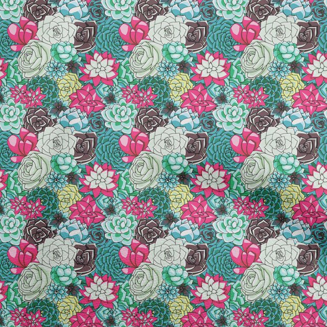 oneOone Tissu Viscose Georgette Turquoise Vert Floraux Matériel de Robe Tissu Imprimé Tissu au Mètre 42 Pouces de Large