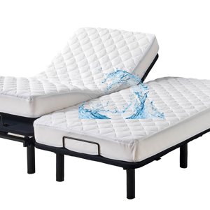Protège-matelas matelassé à double couche imperméable pour lit réglable sans bruit Matelas housse souple rembourré avec jusqu'à 16 Poche profonde