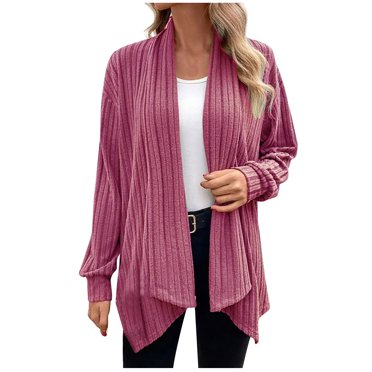 Yuyuzo Womens Cardigan Long Sleeve Irregular Hem Drape Open Front Knit Solid Color Cardigan Sweater Fall