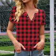 thumbnail image 4 of Liquidation d'Économies! Hauts pour Femmes Grande Taille, Blouse d'Été à Manches Courtes pour Femmes, T-shirt Blouse à Col Rond à Boutons Imprimé à Manches Courtes pour Femmes, 4 of 4