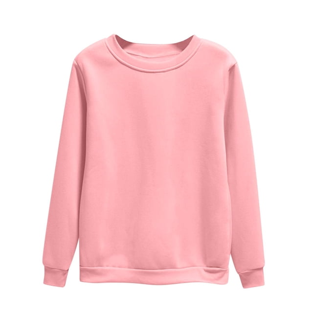 Moxiu Chandails à Col Rond pour Femmes Automne Manches Longues en Molleton Chandail de Base Uni Chandail à Enfiler Hauts Chandail Jumper Chandail Rose,TTTG