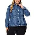 thumbnail image 1 of Agnes Orinda Plus Size Denim Jacket for Women Long Sleeve Button Down Washed Front Trucker Jean Jacket 5X Denim Blue, 1 of 6