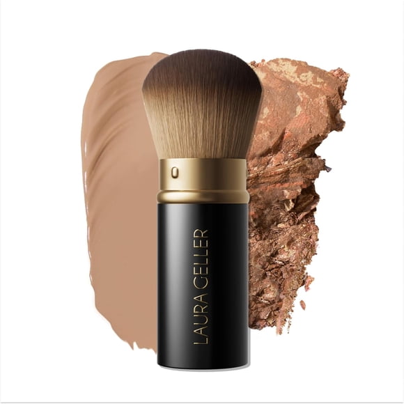 LAURA GELLER Pinceau Kabuki de Voyage Rétractable - Pinceau Fond de Teint à l'Aérographe pour Tous les Maquillages Cuits, Liquides, en Crème et en Poudre avec Manche