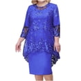 thumbnail image 1 of Womens Plus Size Evening Dress Lace Embroidery Two Piece Set Temperament Fit Dress, 1 of 5