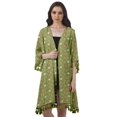 thumbnail image 1 of Moomaya Front Open Printed Shrug 3/4 Sleeve Georgette Beach Cover Up For Women, 1 of 6