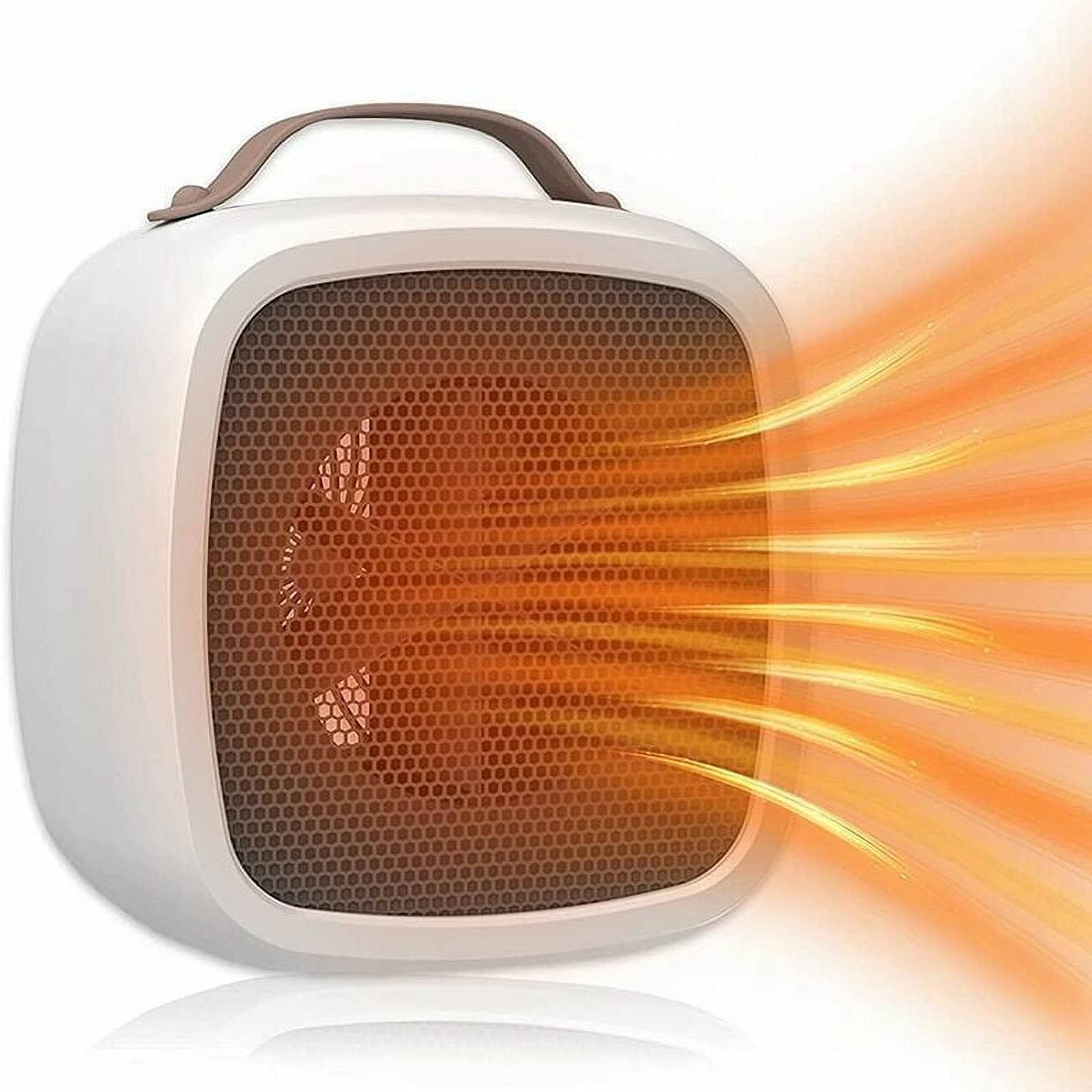 Retro Ceramic Space Heater, Fast Heating and Safe with Tip-Over Protection, Portable for Home and Office (White)