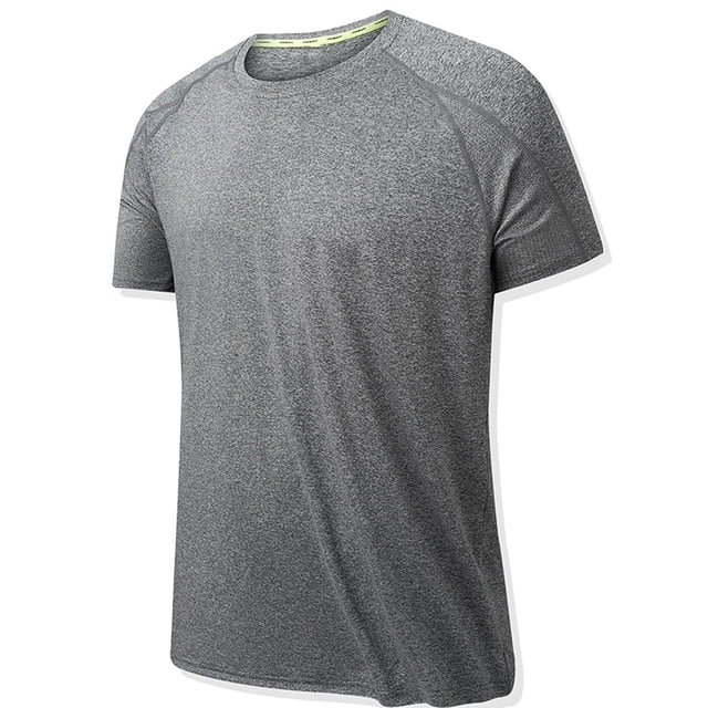 Pisexur Chandails d'Entraînement pour Hommes, T-Shirts de Course Athlétiques à Séchage Rapide Évacuant l'Humidité, T-Shirts de Performance de Gym pour Hommes à Col Rond en Nylon Actif