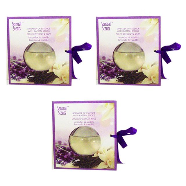 Sensual Scents Oil Diffuser With Rattan Sticks- Lavender & Vanilla (45ml) (Pack of 3)
