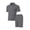 Grey, variant on Men Solid Color Casual Fashion Short Sleeve Lapel Shorts Two-piece