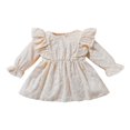 thumbnail image 1 of EIMELI Bébé Fille Robe d'Automne Volant à Manches Longues Solide une Ligne Robes Princesse Hiver Robe Vêtements Tenue Marron 3-6 Mois, 1 of 8