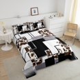 thumbnail image 4 of YST Geometric Cowhide Comforter Setfull Abstract Brown Highland Cow Checkered Bedding Set For Kids Boys Adults Silver Grey Stripe Grid Down Comforter,Farm Animal Skin Square Quilt Set, 4 of 6