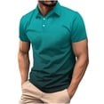 thumbnail image 2 of Chemise à Manches Courtes pour Homme, Haut Décontracté à Col Rabattu avec Boutons, Tissu en Polyester Respirant pour Usage Quotidien, 2 of 6