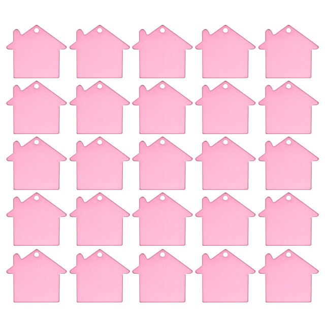 Unique Bargains House Shape Blank Tags Metal Stamping Tag Blank Dog ID Tags, Pink Engraving Tags, 25 Pack